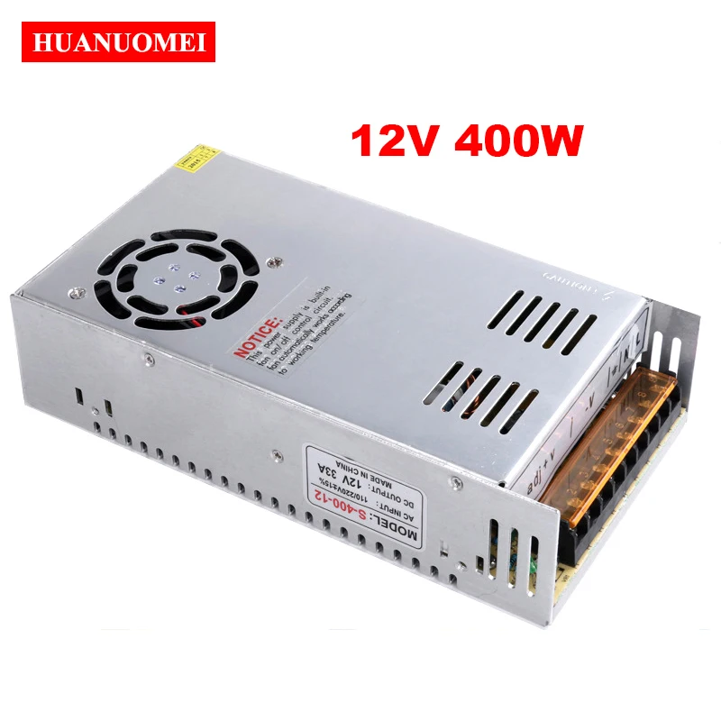 

Switching Power Supply 12V 400W LED Driver Transformador Aluminum AC110V 220V to DC12V Lighting Transformer for LED Strip Light