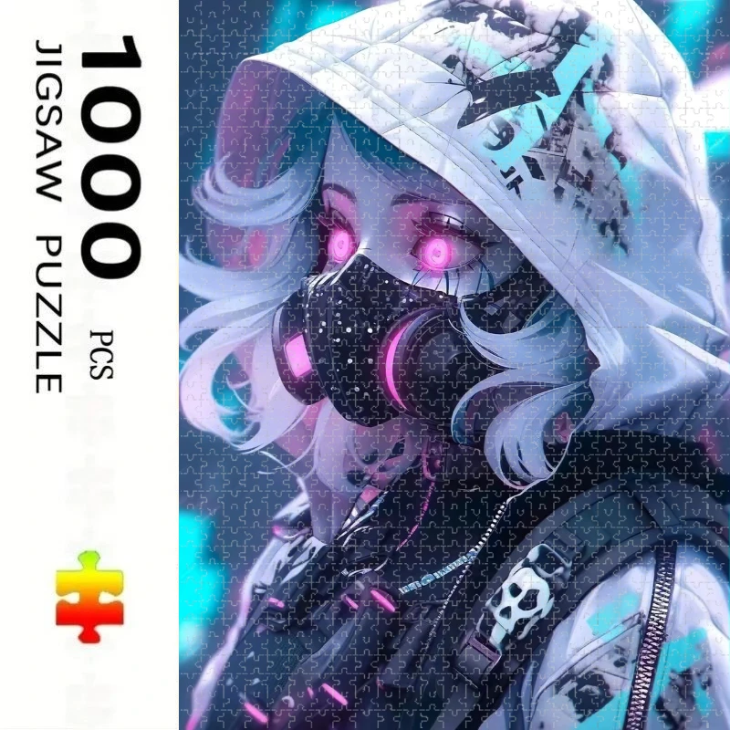 500/1000 Pcs for Adults Jigsaw Puzzle Gothic Anime Girl Challenging Large-Scale Brain Teaser with Complex Patterns