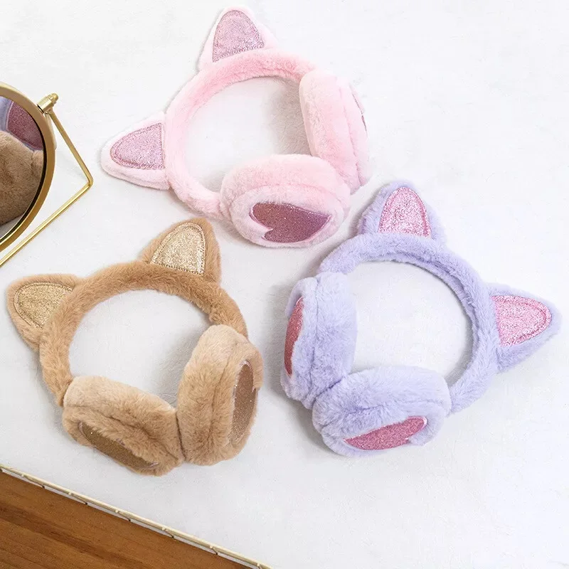 Winter Kids Girls Cute Plush Earmuffs Fashion Korean Cat Ear Soft Plush Warm and Cold Earmuffs Portable Foldable Warm Supplies