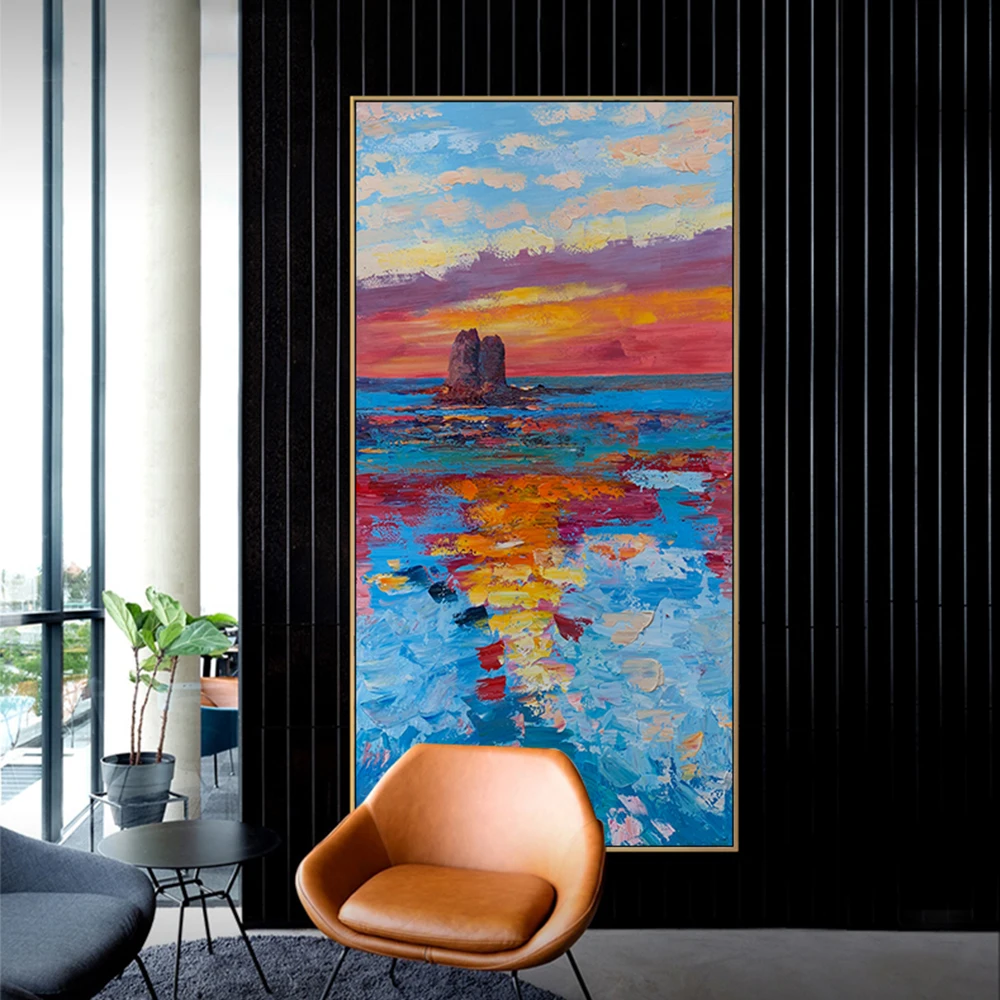 

100% Handmade Abstract Landscape Oil Painting On Canvas Artwork Picture Home Cuadros Decor Office Large Sea Decor Wall Painting