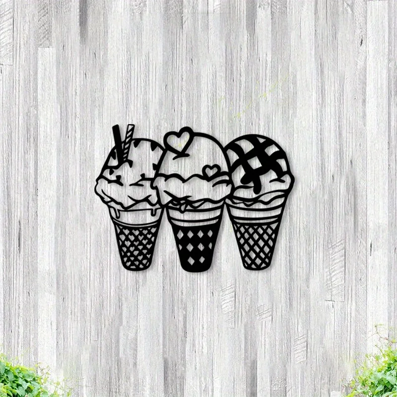 1pc Ice Cone Metal Wall Art with Heart Swirl Pattern, Durable Iron Decor for Candy Bar Bedroom, Gift for Sweet Lovers