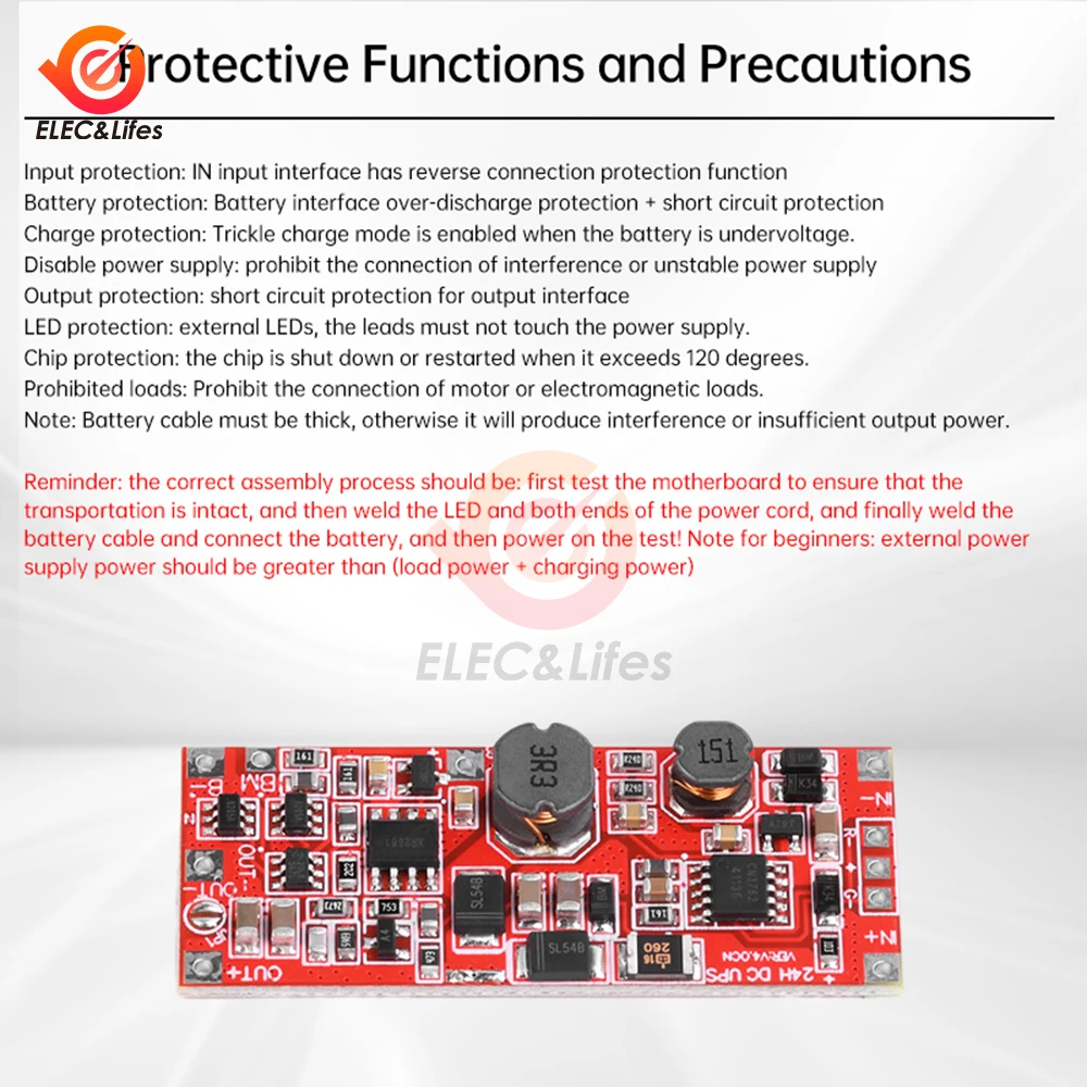 DC12V/15V 24W 1A 18W 0.5A UPS Power Supply Module Uninterruptible Power Control Board 2S V4.0CN Charge Step Up Protection Module