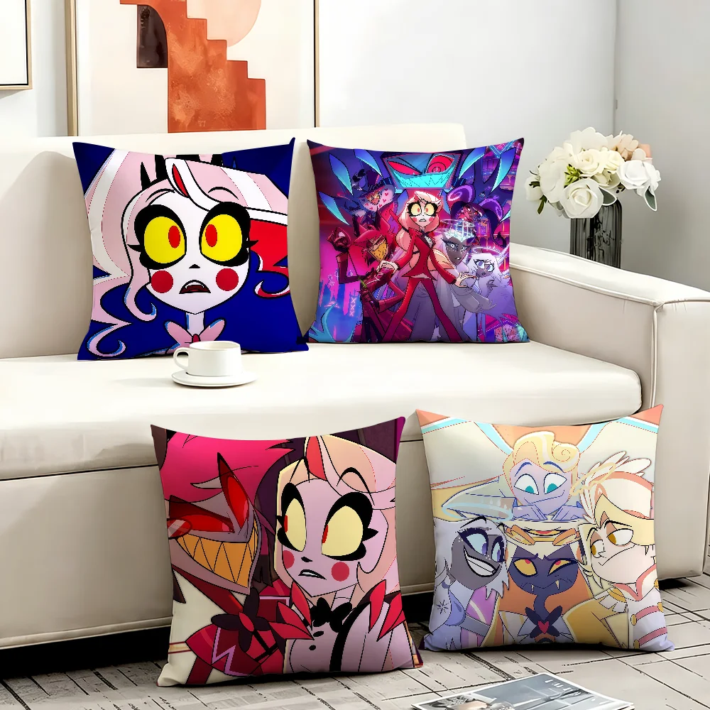 Cartoon H-Hazbin Hotel cushion cover Anti-dustmite Sofa Cushion Decorative Office Cover Lounge Area Indoor & Outdoor Use