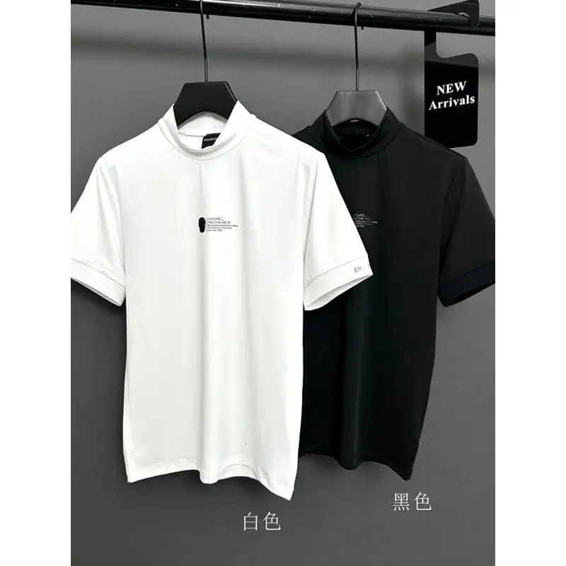 

2025 Summer New Golf Shirt Men's Round Neck Comfortable Breathable Short Sleeve Golf Clothing