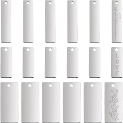 30Pcs 3 Styles 201 304 Stainless Steel Stamping Blank Metal Rectangle Dog Tags for Necklace Pendant and Earring DIY Making