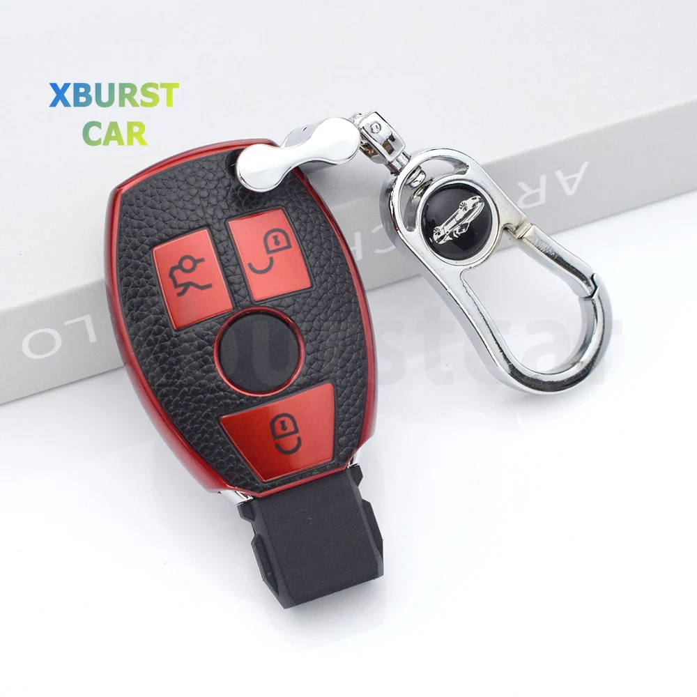Car Key Case Cover TPU Leather for Mercedes Benz W203 W210 W211 W124 W202 W204 AMG A B R G Class Shell Fob Protector Accessories
