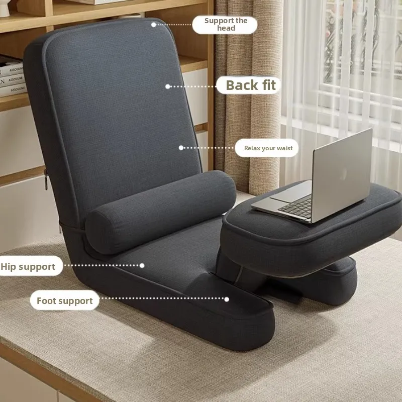 Ergonomic Floor Chair, Convertible Laptop Seat for Bedroom Dorm, Multi-Purpose Tatami Armchair & Reclining Backrest Lounger
