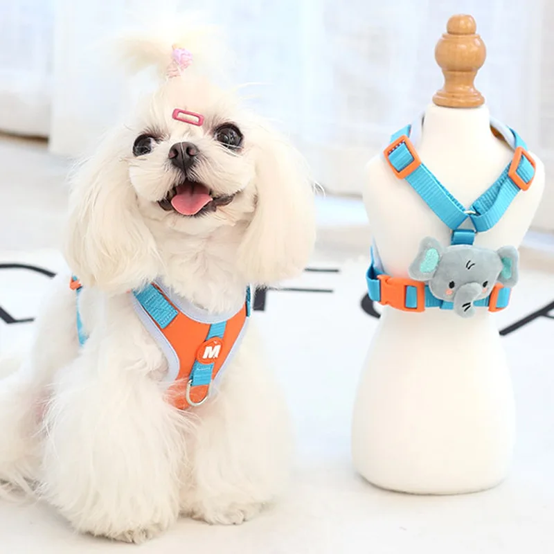 سترة قابلة للتعديل بياقة كلب للحيوانات الأليفة مع مقود - ملحقات تسخير للكلاب الصغيرة والمتوسطة من البوليستر بطباعة البلدغ الفرنسي #4