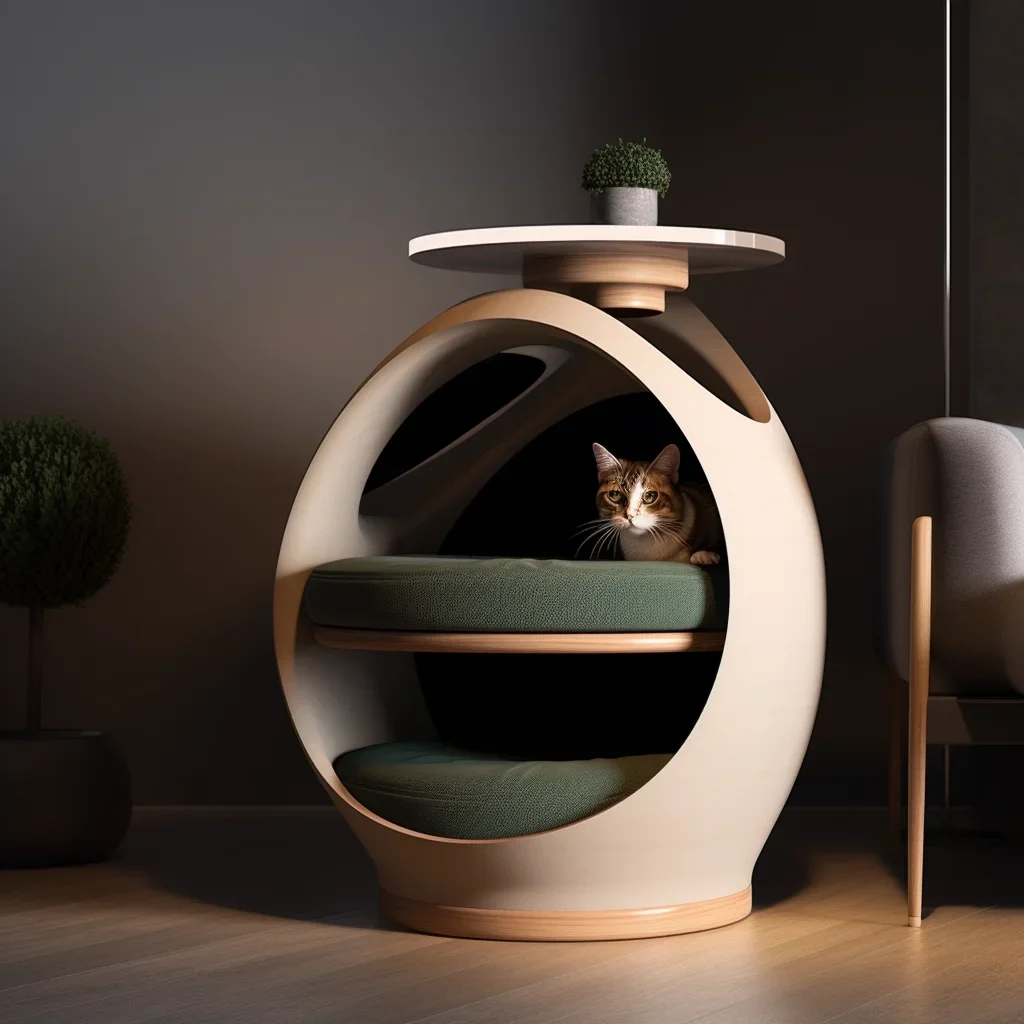 Cat House Apartment qifu Modern Cat Furniture Table Luxury Cat Bed Pet Furniture 3D printing environmentally friendly materials