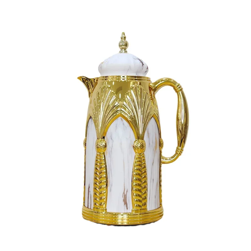 

Elegant retro Arabic thermal insulation pot Iron shell Portable press kettle 1.0L relief vacuum pot