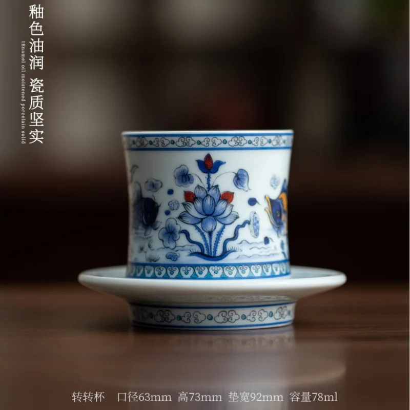 

Antique Glaze Blue and White Ceramic Master Cup Home Creative Tea Cup for Women High Aesthetic Kung Fu Tea Set Tea Bowl