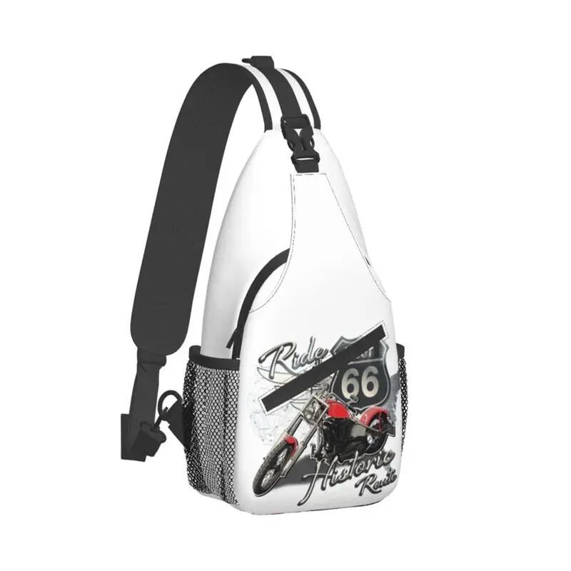 Mochila cruzada de viaje para hombre, bolso de hombro personalizado para el pecho y la carretera, mochila de viaje para motocicleta, mochila de día, Route 66