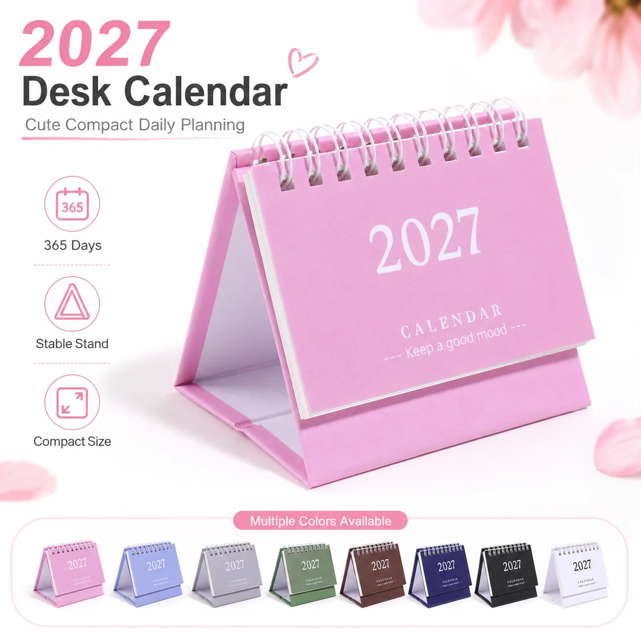 2027 Desktop Calendar Small Tabletop Monthly Planner Compact Standing Desk Calendar for Office Work Study Home DIY for Friend