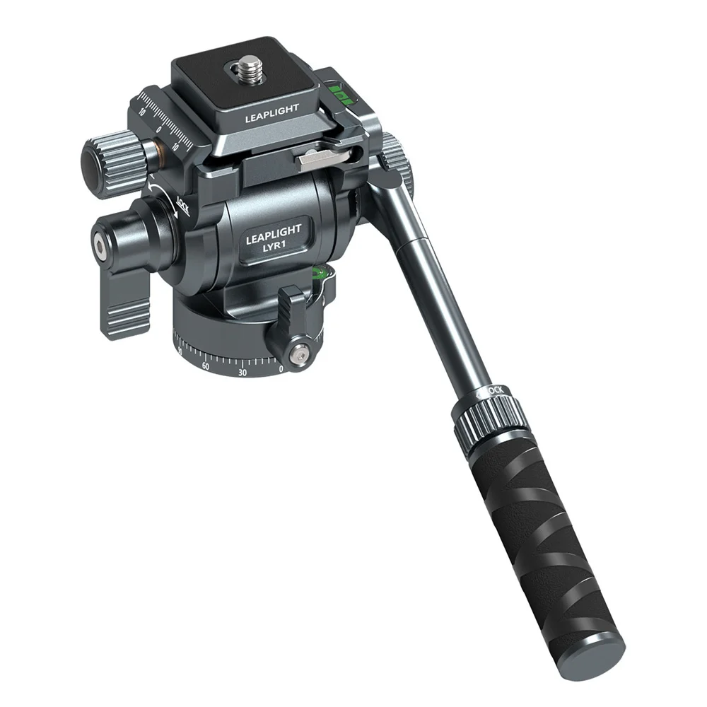 2024  F38 Quick Release Fluid Video Head 360 Panoramic Gimbal Head Tilt 145 w Detachable Handle for Tripod Shooting