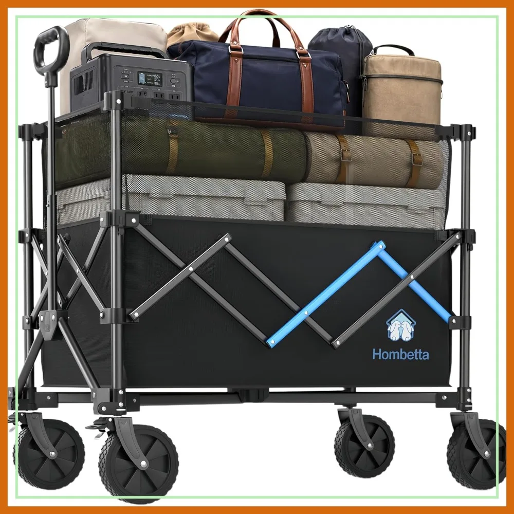 

450 Lbs Heavy Duty Folding Wagon with Brakes, All-Terrain Wheels for Camping, Garden, Beach