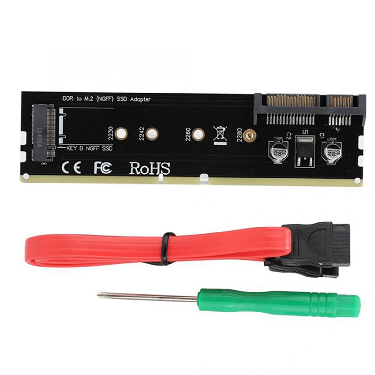 Adaptador SSD DDR3 DDR4 DDR2 a M2 M.2 NGFF B Key Riser Card SATA 15Pin Power + SATA 7Pin Data Port