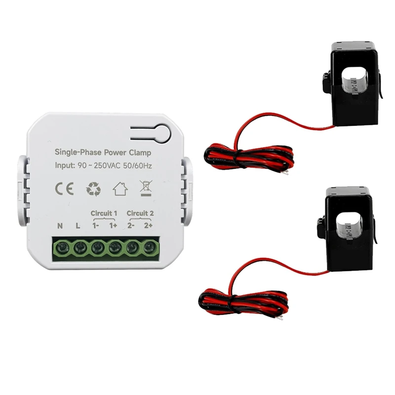 Tuya Smart Wifi Energy Meter With 2Xcurrent Transformer Clamp 90- 250V Kwh Power Monitor Electricity Statistics