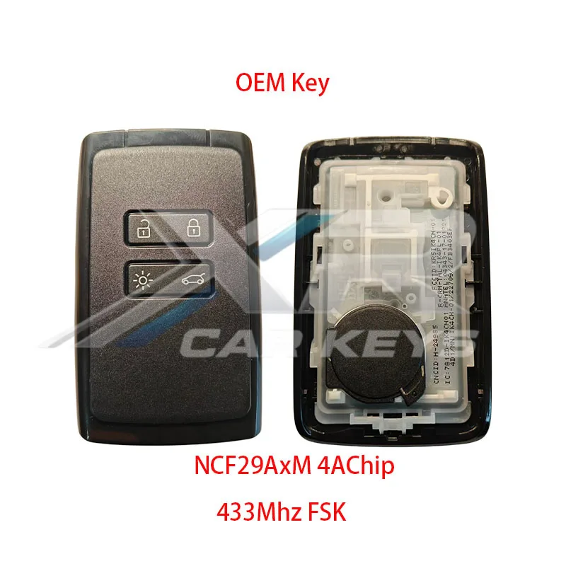 

Original 4Buttons Smart Remote Key NCF29AxMTT Chip 434Mhz KR5IK4CH-01 For Kadja Clio5 Zoe Koleos Captur Megane 2016-2022