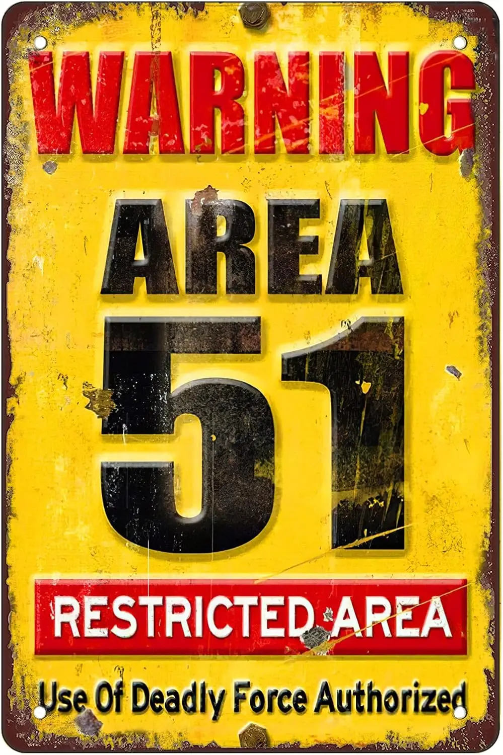 Retro Funny Metal Sign Sheet Signs Tin Sign,Area 51 DO NOT ENTER Warning,outdoor Home Wall Decoration, size:.