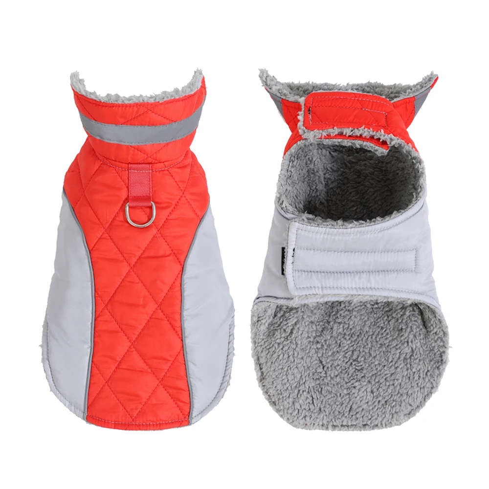 Reflective Dog Jacket Fleece Lined Warm Winter Pet Clothes Adjustable Hook Loop Coat for Small Medium Dogs French Bulldog Pug