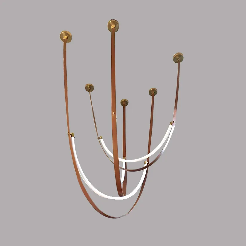 

New Designer Restaurant Pendant Chandelier Italian Minimalist Belt Led Ceiling Lamp Living Room Modern Bar Line Light Decoration