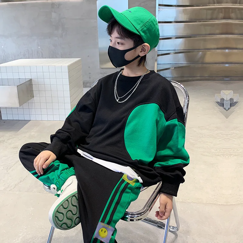 

Boys' autumn outfit set, 2025 new spring and autumn style stylish long-sleeved sweatshirt and sweatpants two-piece sportswear