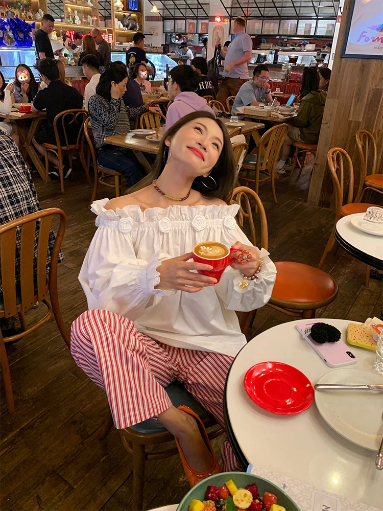 

Свободные женские длинные све на одно плечо, белые хлопковые фонарики-фонарики, повседневные летние новые поступления