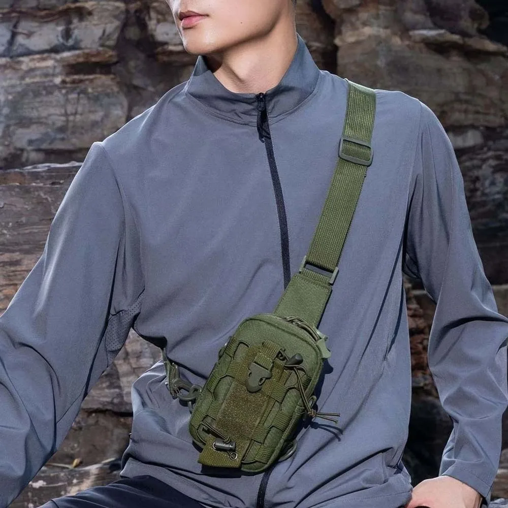 

Multi-functional Men's Nylon Waist Pack with Water Bottle Holder Adjustable Strap Riding Shoulder Bag Large Capacity Solid Color