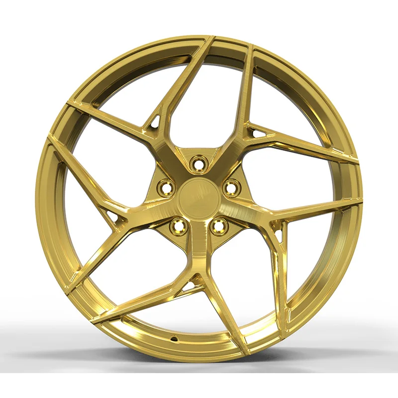 

New Customizable Racing Car Wheels 5x112 Forged Alloy Lightweight & Durable Brushed Gold Multi-Spoke Design Racing Car Wheels
