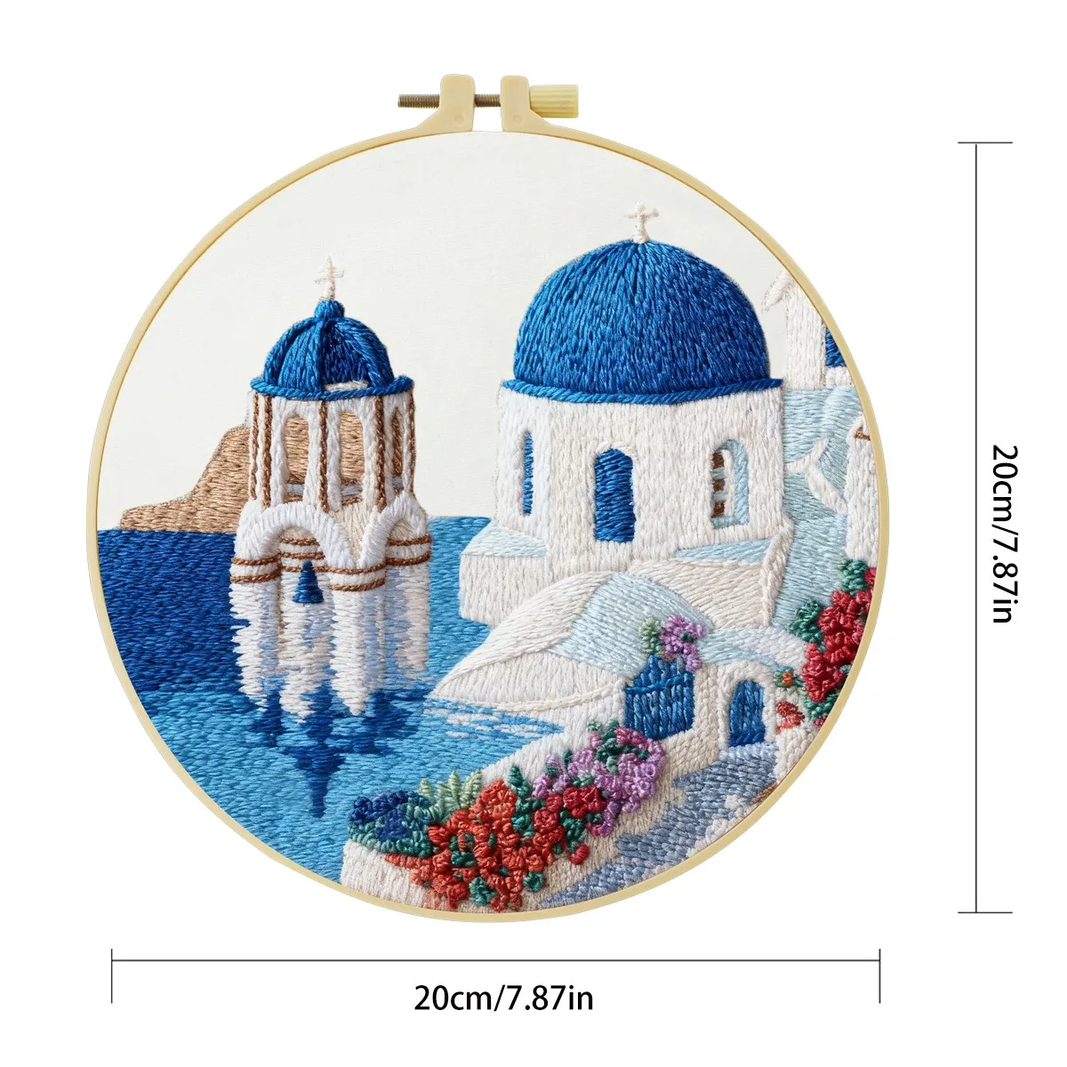 1 Stück 20X20CM/15X15CM 7,87/6,3 Zoll Blaues Schloss Stickerei Starter-Kit DIY-Kit DIY-Stickerei-Set Handarbeiten Malerei – Detail 2