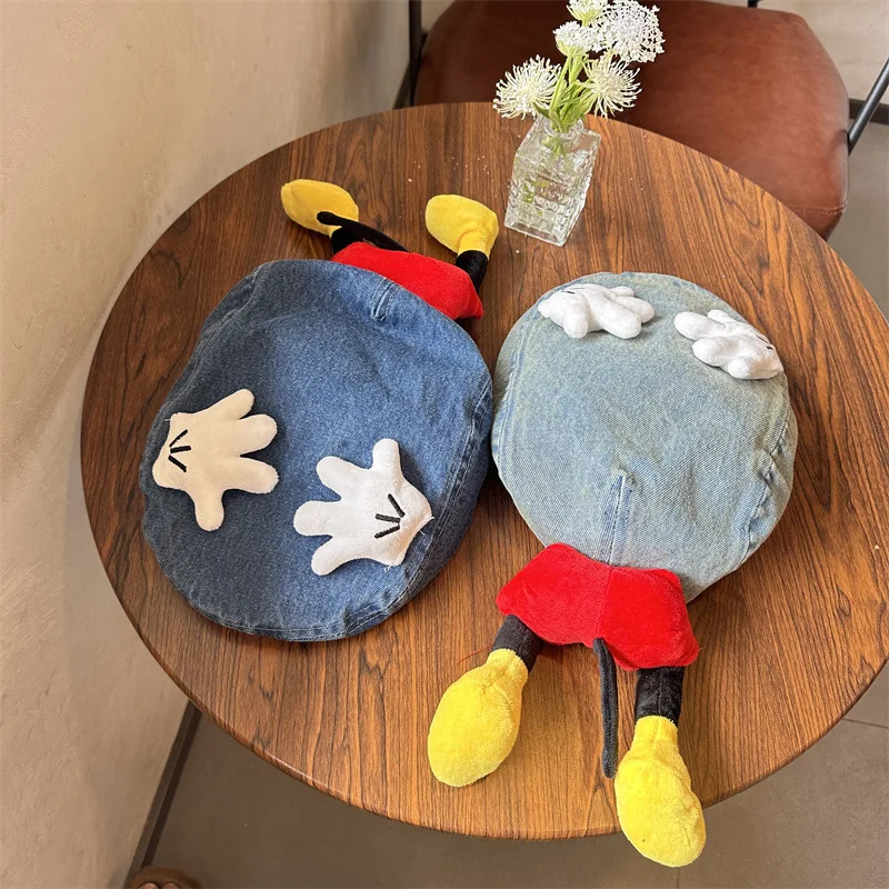 Милый мультфильм Диснея Микки Маус покрывает лицо, попа, берет, защита от солнца, старый берет в стиле ретро.