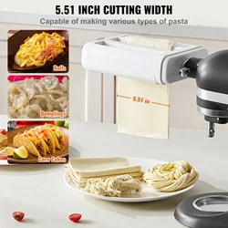 Pasta Maker Attachment 3 in 1 Set for KitchenAid Stand Mixers Included Pasta Sheet Roller, Spaghetti Cutter,and Cleaning Brush