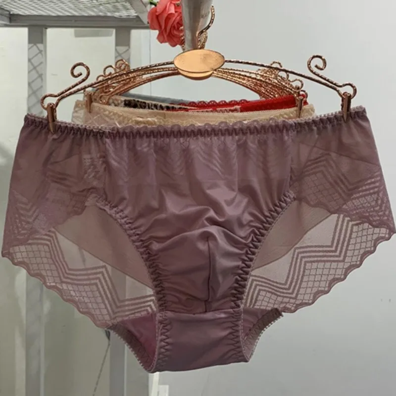 New Men's Underwear Cute Smooth Shiny Elastic Fabric Men's Daily Wear Sexy Men's Lace Briefs Lingerie