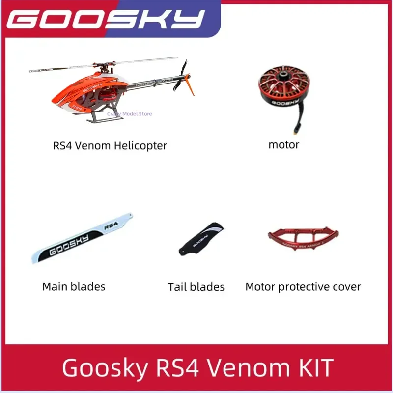Em estoque Goosky RS4 Venom Legend 6ch 3d Motor sem escova de acionamento direto 380 Classe Flybarless Rc Helicóptero Kit Versão