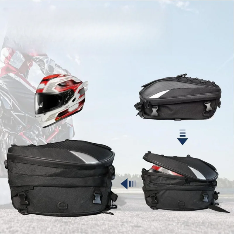 Large Capacity Waterproof Helmet Backpack Rear Tail Bag Motorcycle Riding Travel
