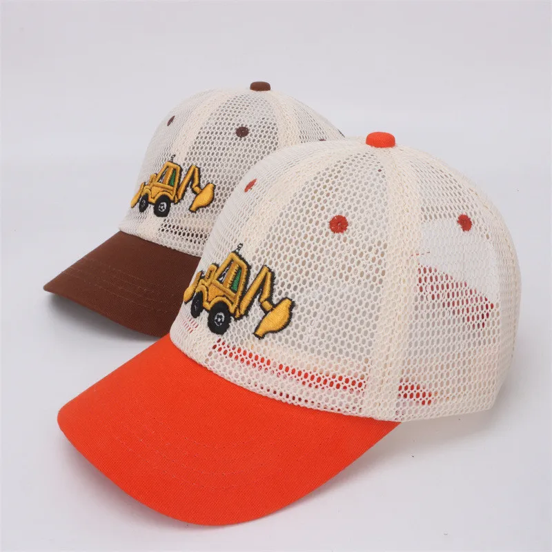 Casquette de baseball en maille pour enfants, chapeau de soleil d\'été réglable pour enfants, casquette plate pour garçons et filles, dessin animé