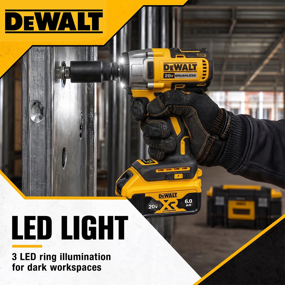 DeWALT DCF880 20V Lithium-ion Impact Wrench, 205N・m Max Torque, 0-3250RPM, 0-3800IPM, Handheld Cordless Power Tool