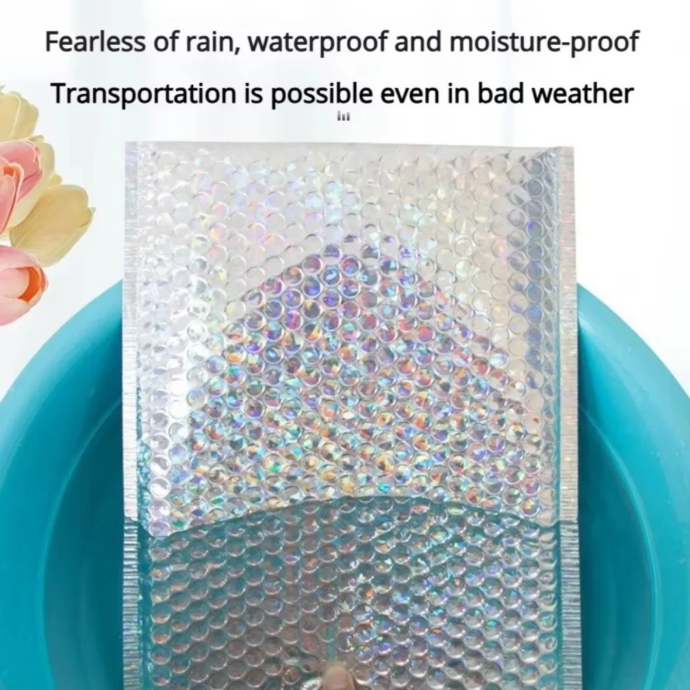 10pcs Self-Sealing Bubble Mailers Bag Waterproof Holographic Shipping Bags Multiple Sizes Colors Reusable Foam Bag For Business