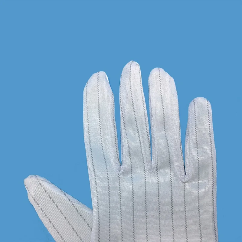 Gants de travail Anti-poussière, bande de cuir conducteur blanc, antidérapant, antistatique, réparation, travail de soudage