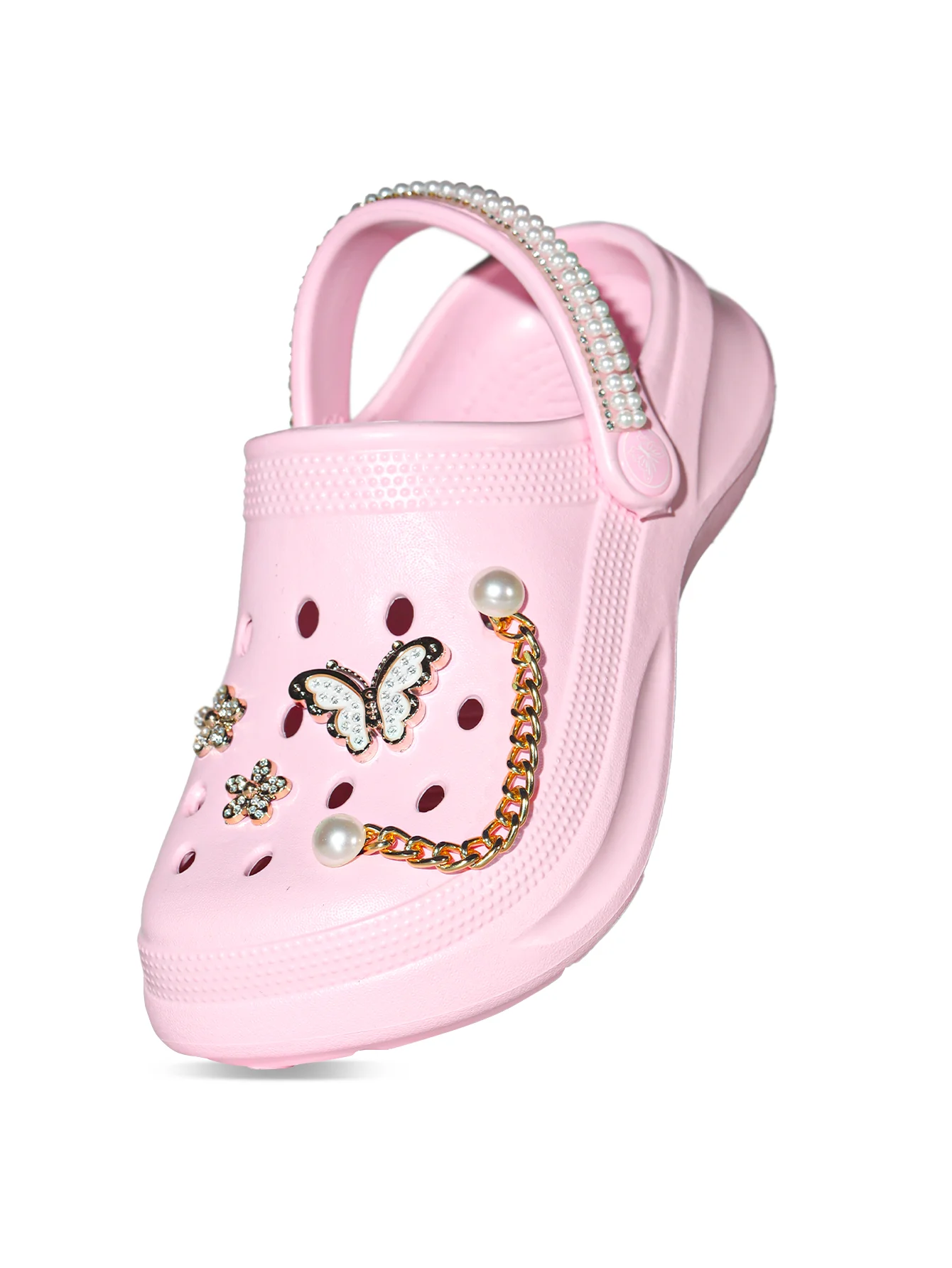 Kinder Slip-On Clogs und Pantoletten - Atmungsaktive, Wasserdichte EVA-Gartenschuhe mit Dekorativer Kette für Strand und Alltag 168 – Detail 17