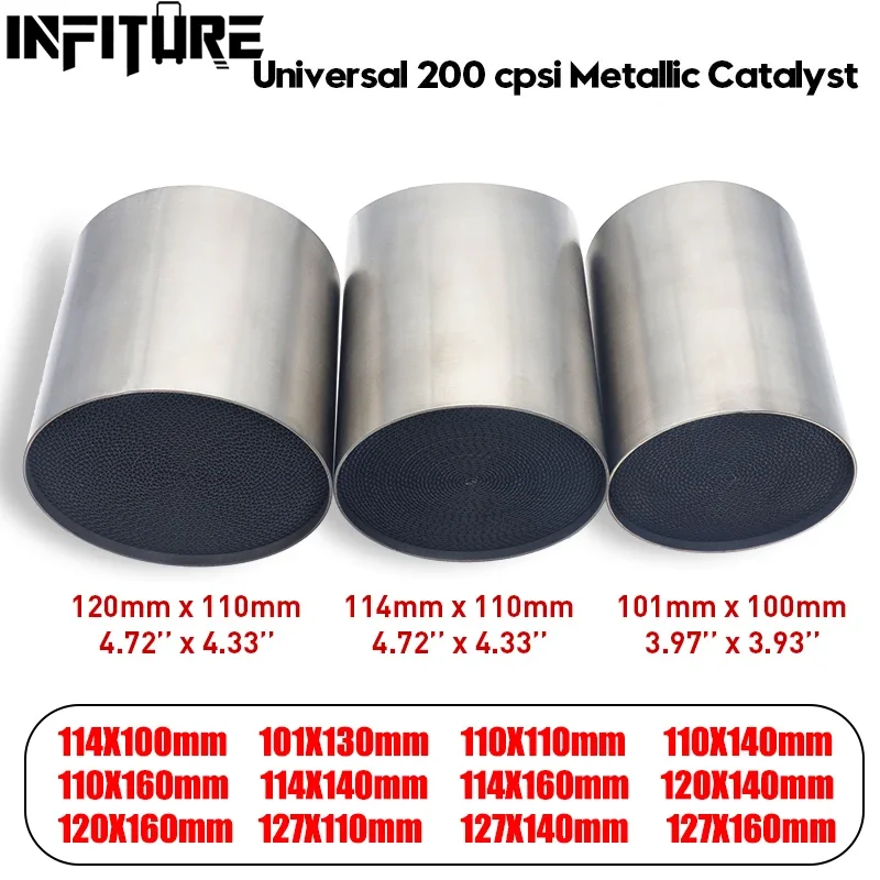 Universal EURO1 200 cpsi High Flow Metallic Catalyst Exhaust Filter Honycomb Catalytic Converter Exhaust Filter Car Exhaust Tube