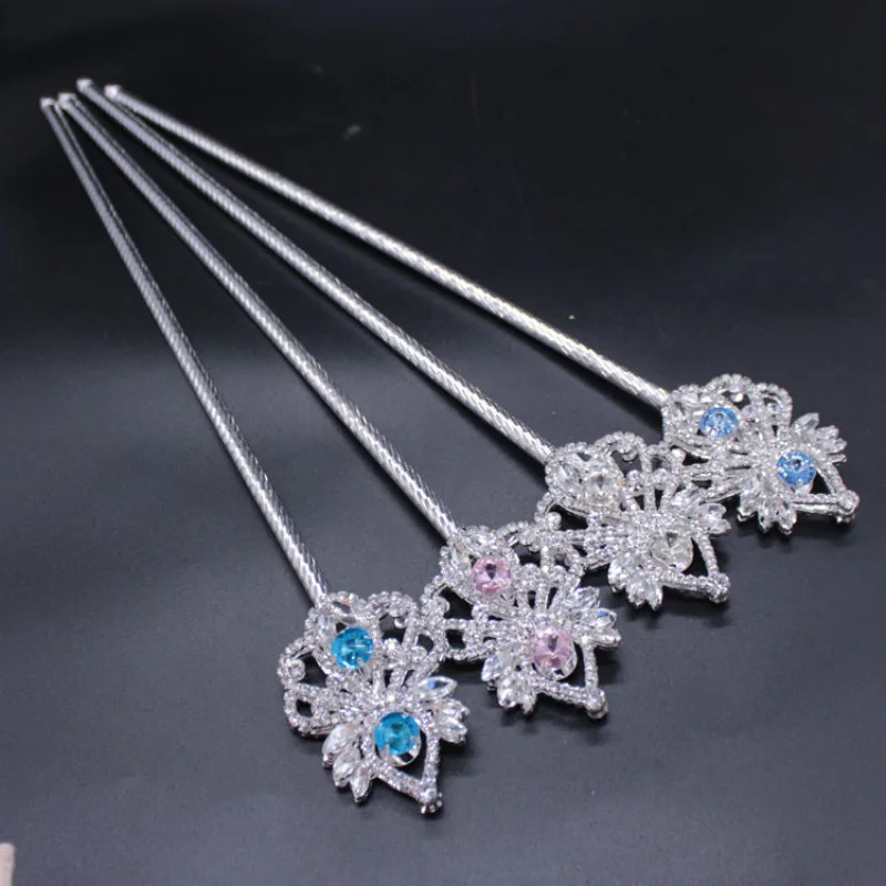 Goddess Metal Flower With Rhinestone Magic Wand Beauty Pageant Scepter Props