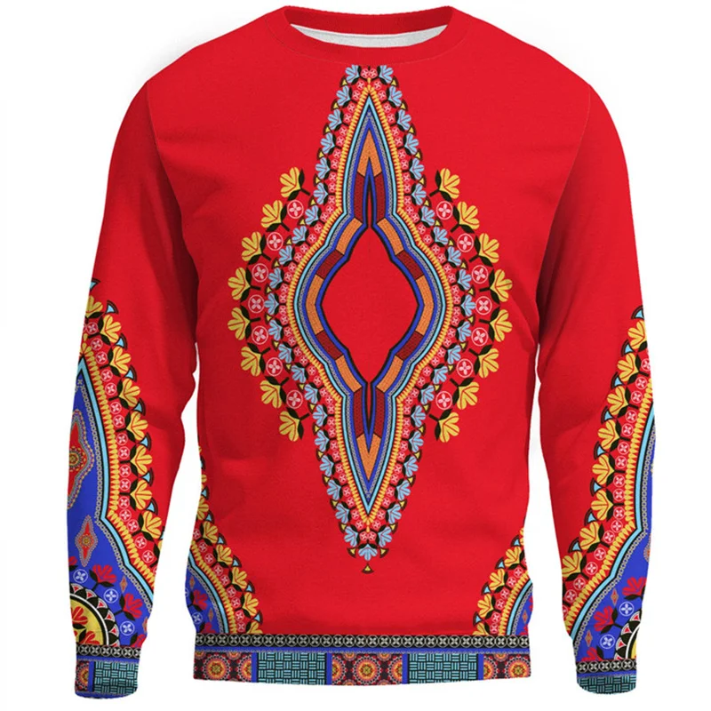 

Fashion African Dashiki Graphic Sweatshirts Casual Africa Tribe Pullover For Men Women Clothes Polyester Crewneck Autumn Sweater