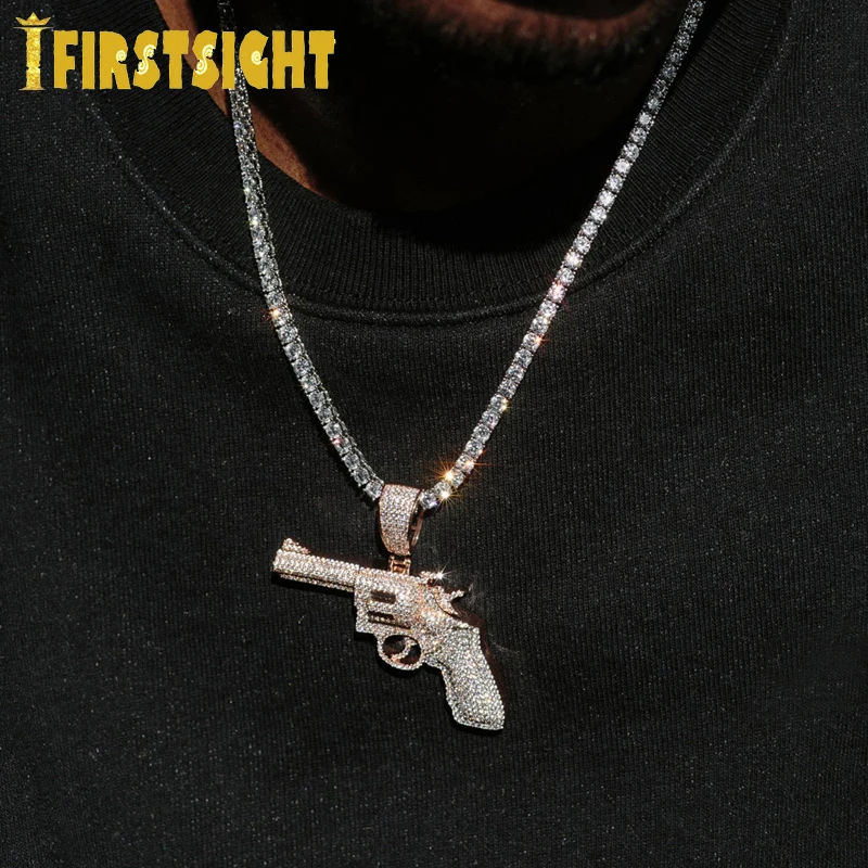 New Iced Out Bling CZ Letter Badge Pendant Necklace Cubic Zirconia Gold Color Lettes Money Charm Men Fashion Hip Hop Jewelry