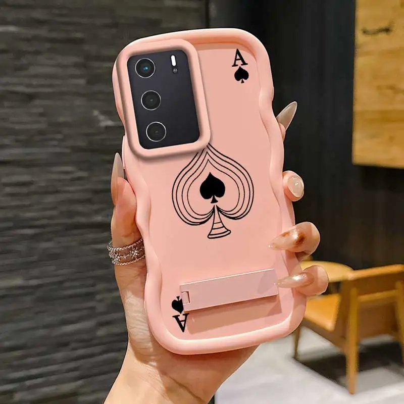 Moda Ace of Clubs Capa flexível projetada para OPPO A53s 5G com anti impressão digital e suporte para Reno F A 1 15 21 55 8 5
