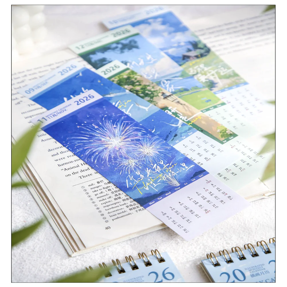 2026 Mini Painting Desk Calendar Tabletop Flip Monthly Calendar Student Notepad Schedule Planner Desktop Calendar Ornaments