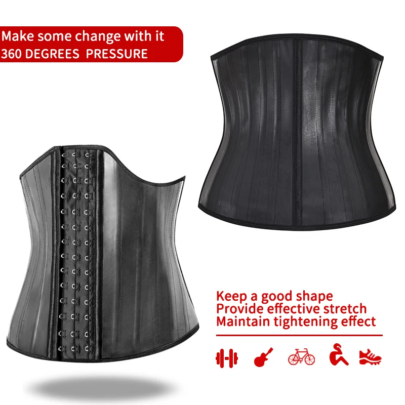 XXS Underbust Bustier Corset Latex Rubber Brace Fajas Colombianas Girdle Slimming Sheath Waist Trainer 25 Steel Bone Body Shaper - view 5