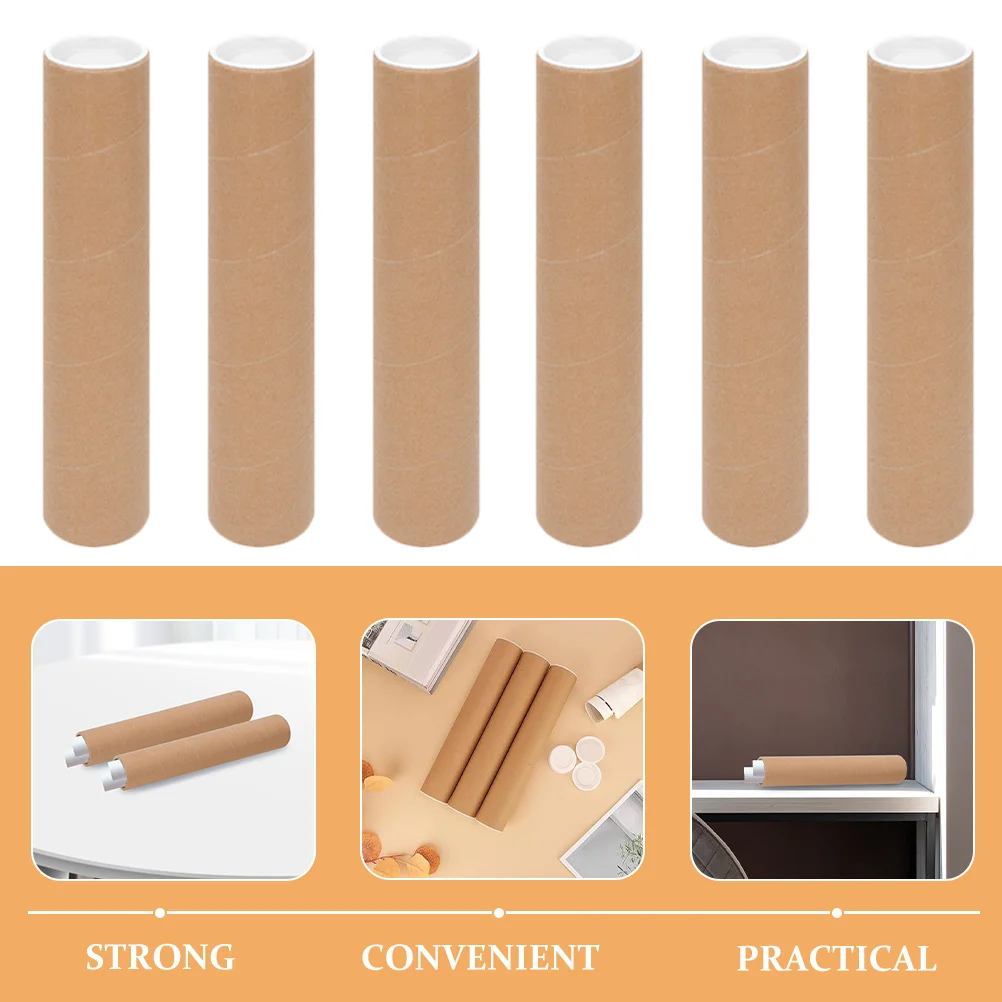 12pcs Kraft Paper Tubes 2 Inch Diameter Heavy Duty Poster Storage Tube For Artwork Drawing Mailing Reusable Paper Tubes Crafting