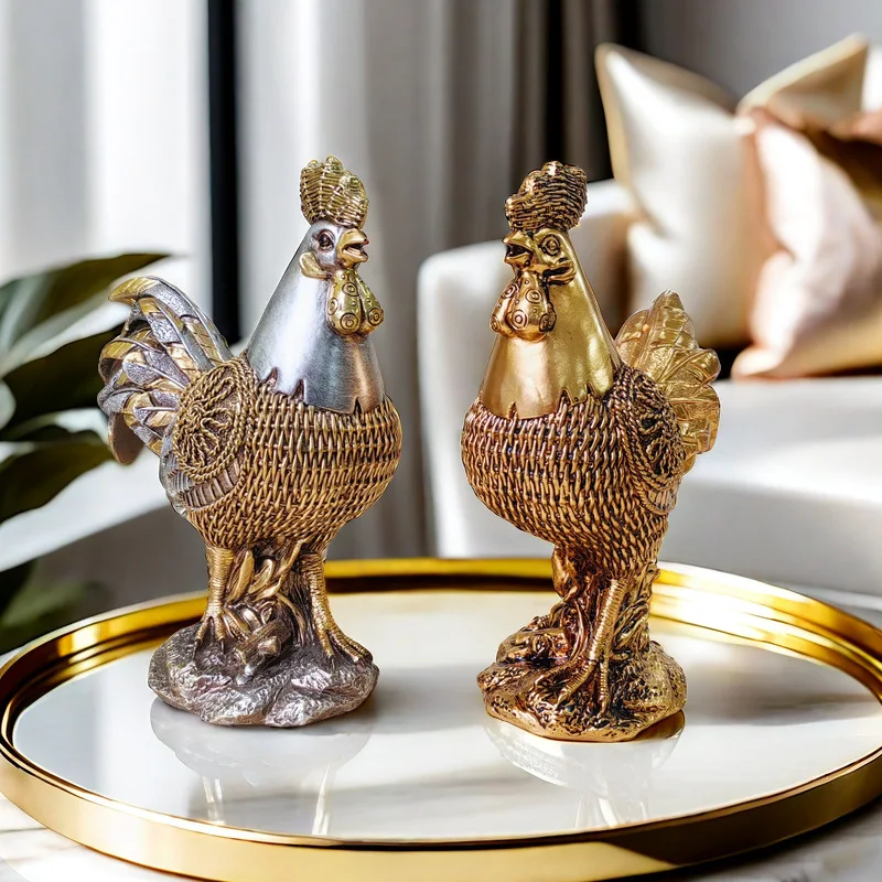 

Creative rattan rooster decorations, new Chinese animal ornaments, home and office desktop crafts