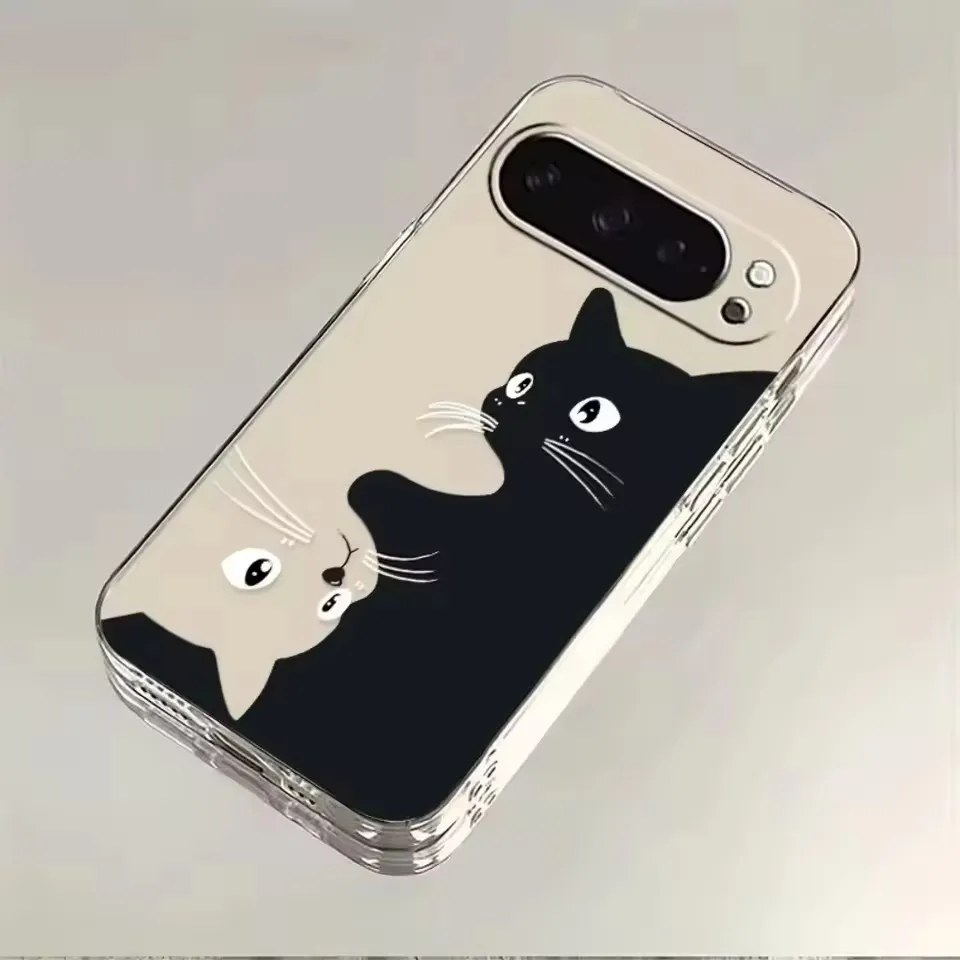 Hot Kawaii Cartoon Black Cat Pattern Clear Soft Case For Google Pixel 11 10 9 8 7 6 Pro XL 9a 8a 7a 6a Silicone Anti-Drop Cover view 5